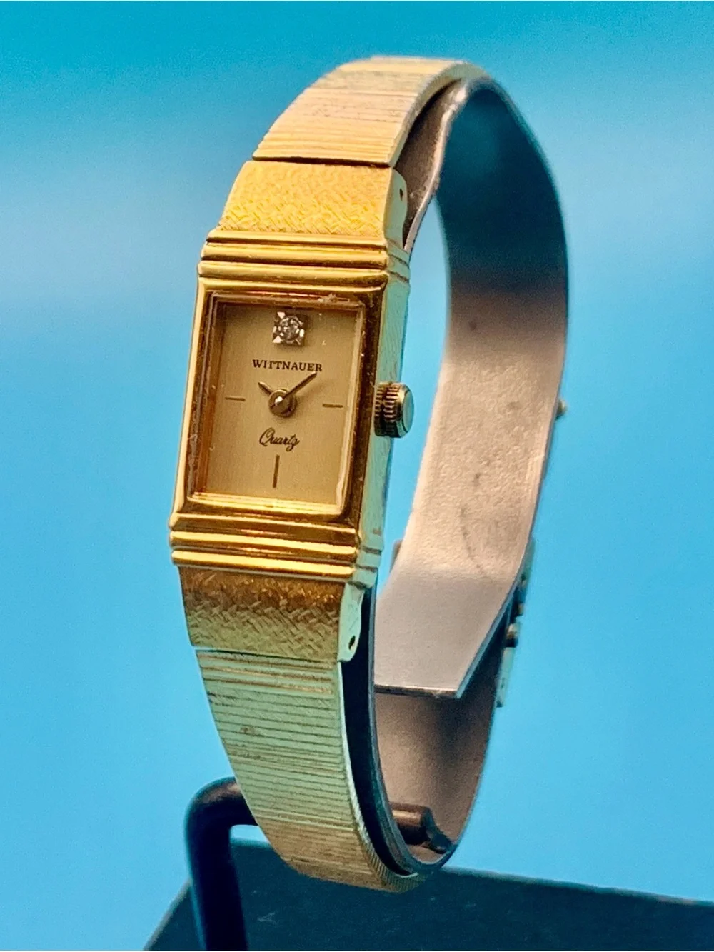 WITTNAUER Women’s Vintage Swiss Tank Style Diamond Wristwatch Works New Battery